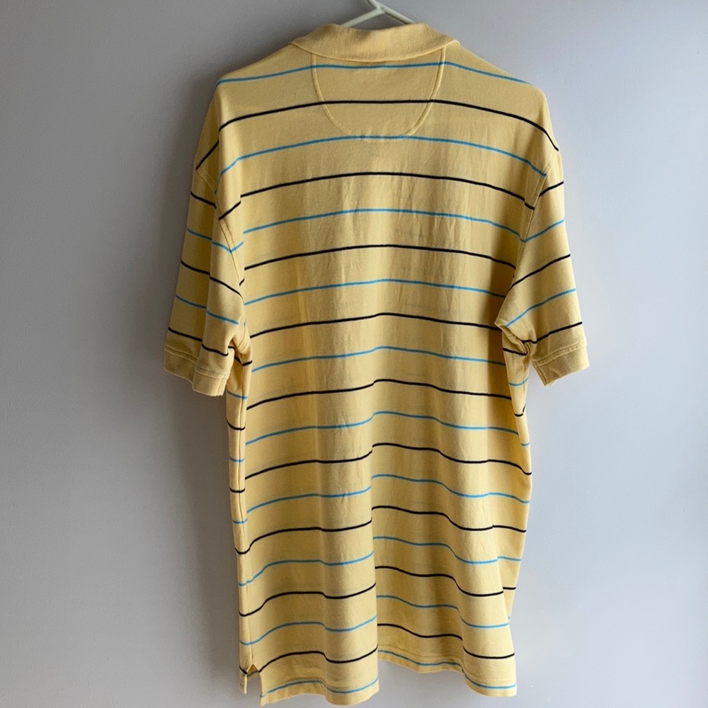 NWOT Izod Yellow Blue Stripe Cotton Polo Sz Large - Picture 7 of 8